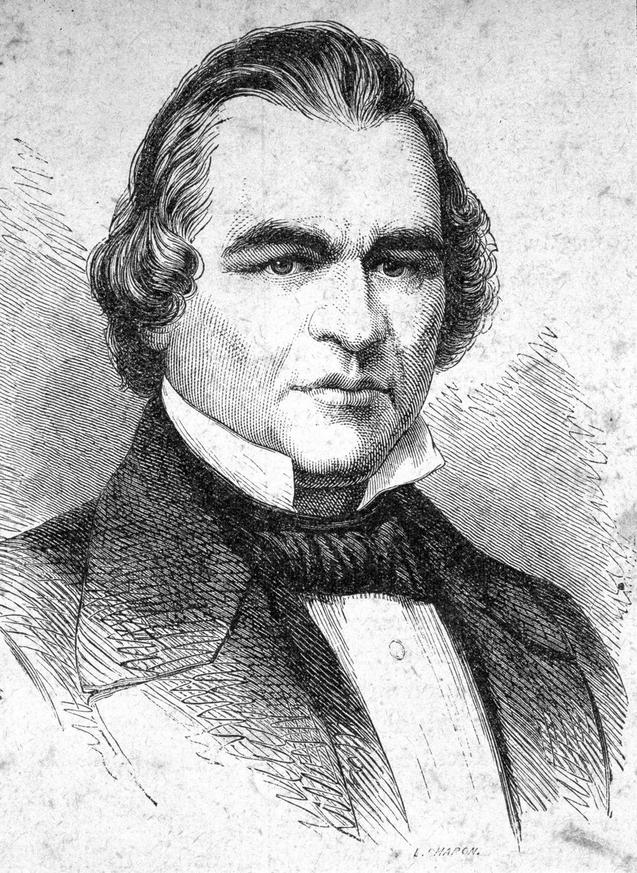 Retrato de Andrew Johnson (1808 - 1875) estadista estadounidense - en "Los Contemporáneos", s.f. finales del siglo XIX de Unknown artist