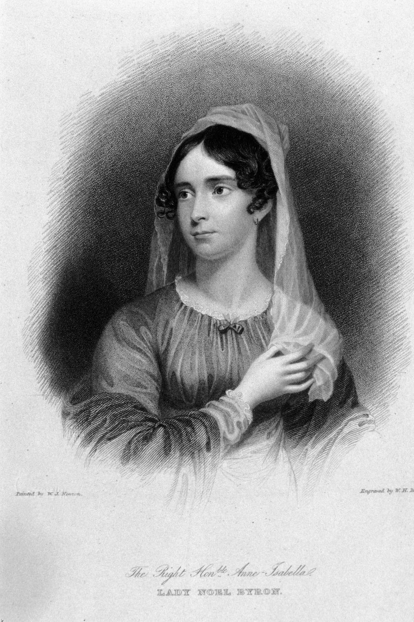 Retrato de Anne Isabelle Noel Byron (1792-1860), esposa del poeta George Gordon Byron. Grabado de Unknown artist