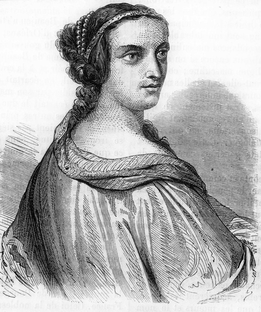 Retrato de Anne de Beaujeu, Ana de Francia (1462-1522), duquesa de Borbón, hija de Luis XI. Grabado del siglo XIX de Unknown artist
