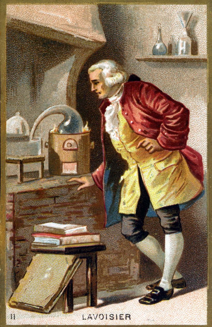 Retrato de Antoine Laurent de Lavoisier (1743 - 1794), químico francés. Cromolitografía del siglo XIX de Unknown artist