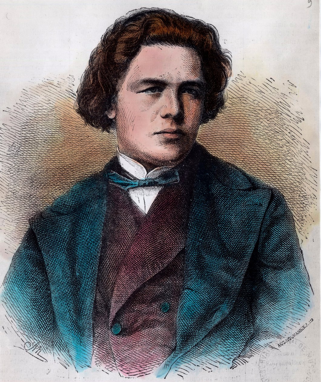 Retrato de Anton Rubinstein (1829 - 1894), pianista y compositor ruso. Grabado del siglo XIX. Colección privada. de Unknown artist
