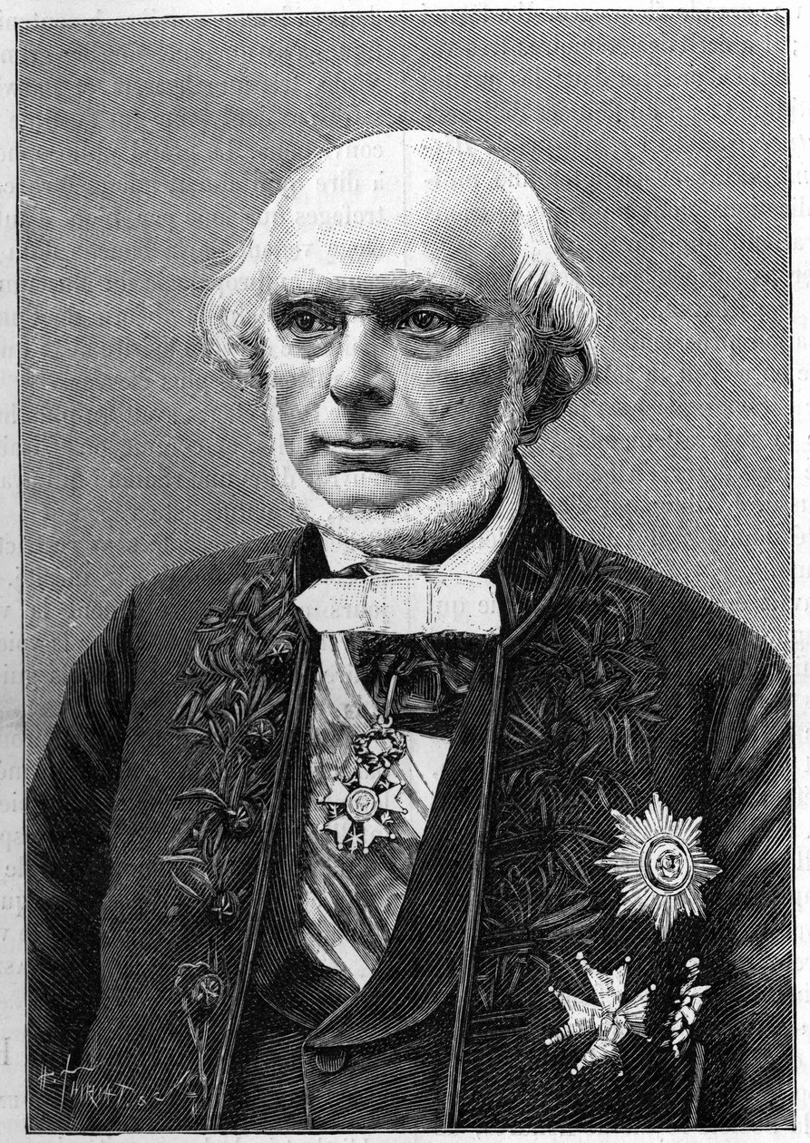 Retrato de Armand de Quatrefages de Breau (1810-1892), naturalista y antropólogo francés. (De una fotografía de Charles Gallot). Grabado en "La Nature: revue des sciences et de leurs aplicaciones aux arts et a l