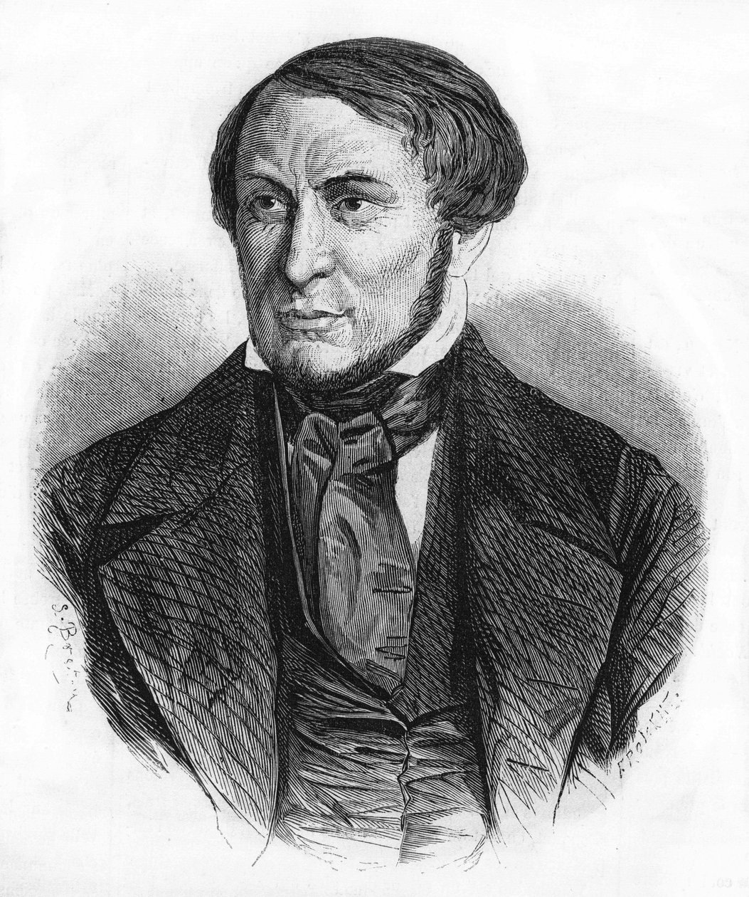 Retrato de Auguste Barbier (1805 - 1882), escritor francés. Grabado de 1870. de Unknown artist
