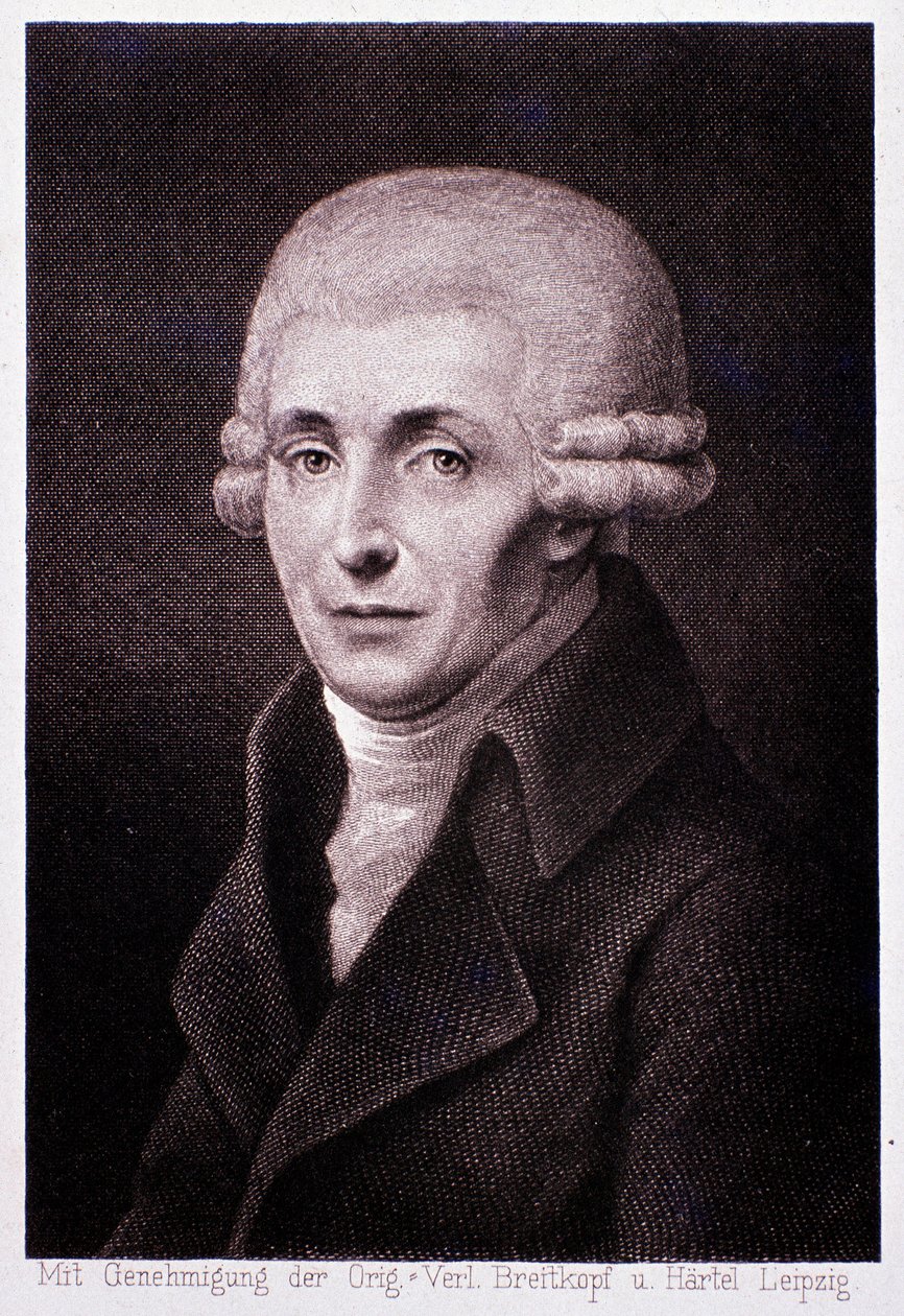 Retrato del compositor austriaco Joseph Haydn (1732-1809). Grabado. Siglo XIX. Milán, biblioteca del conservatorio de Unknown artist