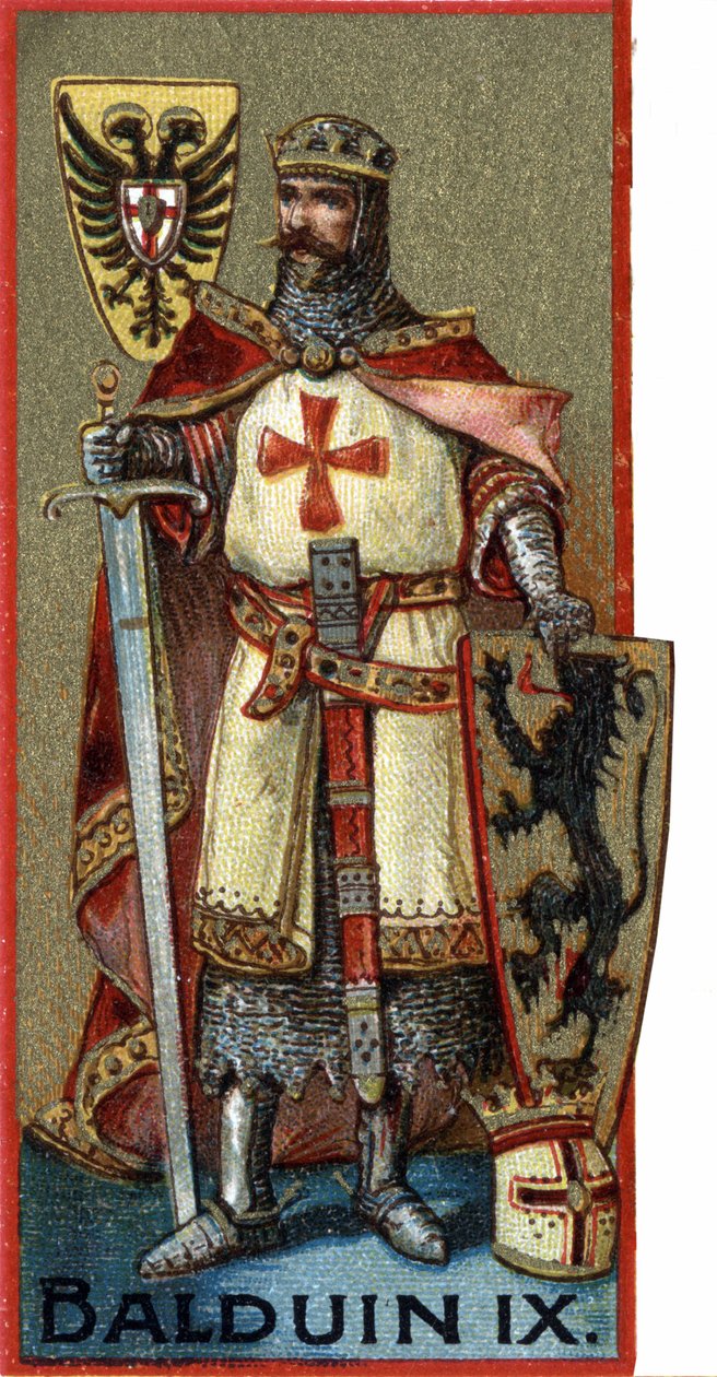 Retrato de Balduino IX (Baudouin IX de Flandes) o (Baudouin VI de Hainaut) conocido como Baudouin de Constantinopla, Emperador de Constantinopla de 1204 a 1205 bajo el nombre de Baudouin I. Cromo de finales del siglo XIX de Unknown artist
