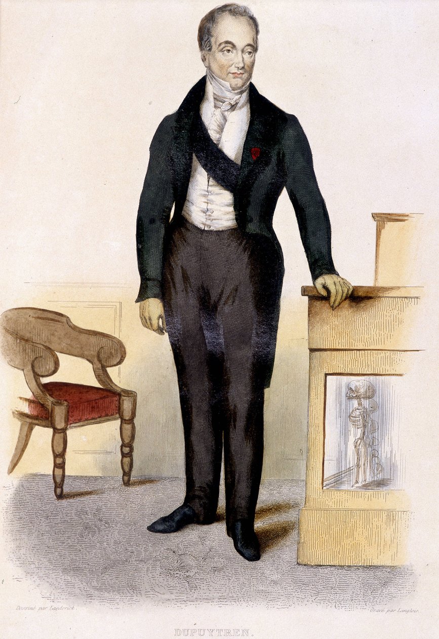 Retrato del Barón Guillaume Dupuytren (1777-1835), cirujano francés. Grabado de 1844. de Unknown artist
