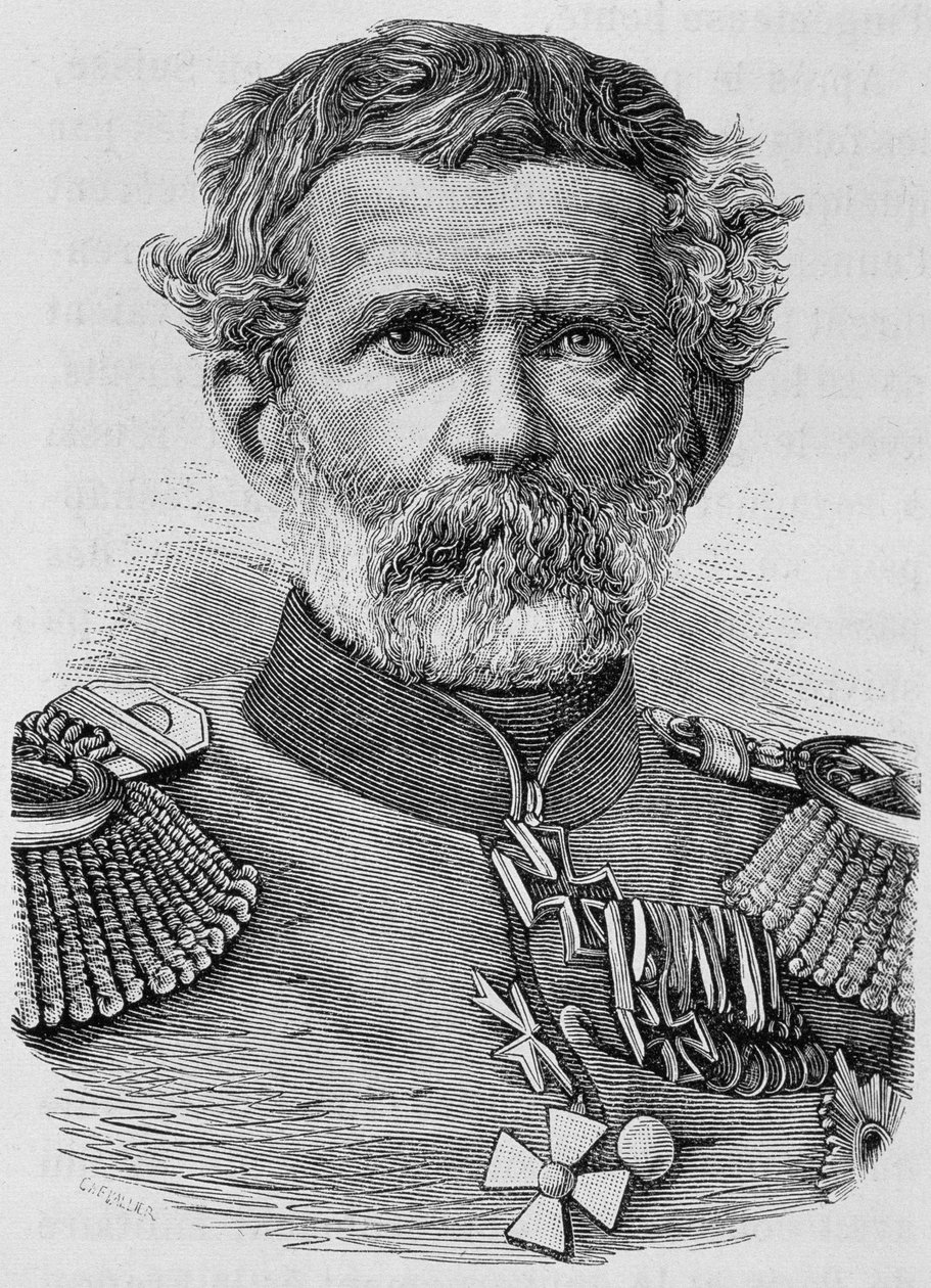 Retrato del Barón von Manteuffel. Grabado de finales del siglo XIX en “Histoire de France” de H. Martin de Unknown artist