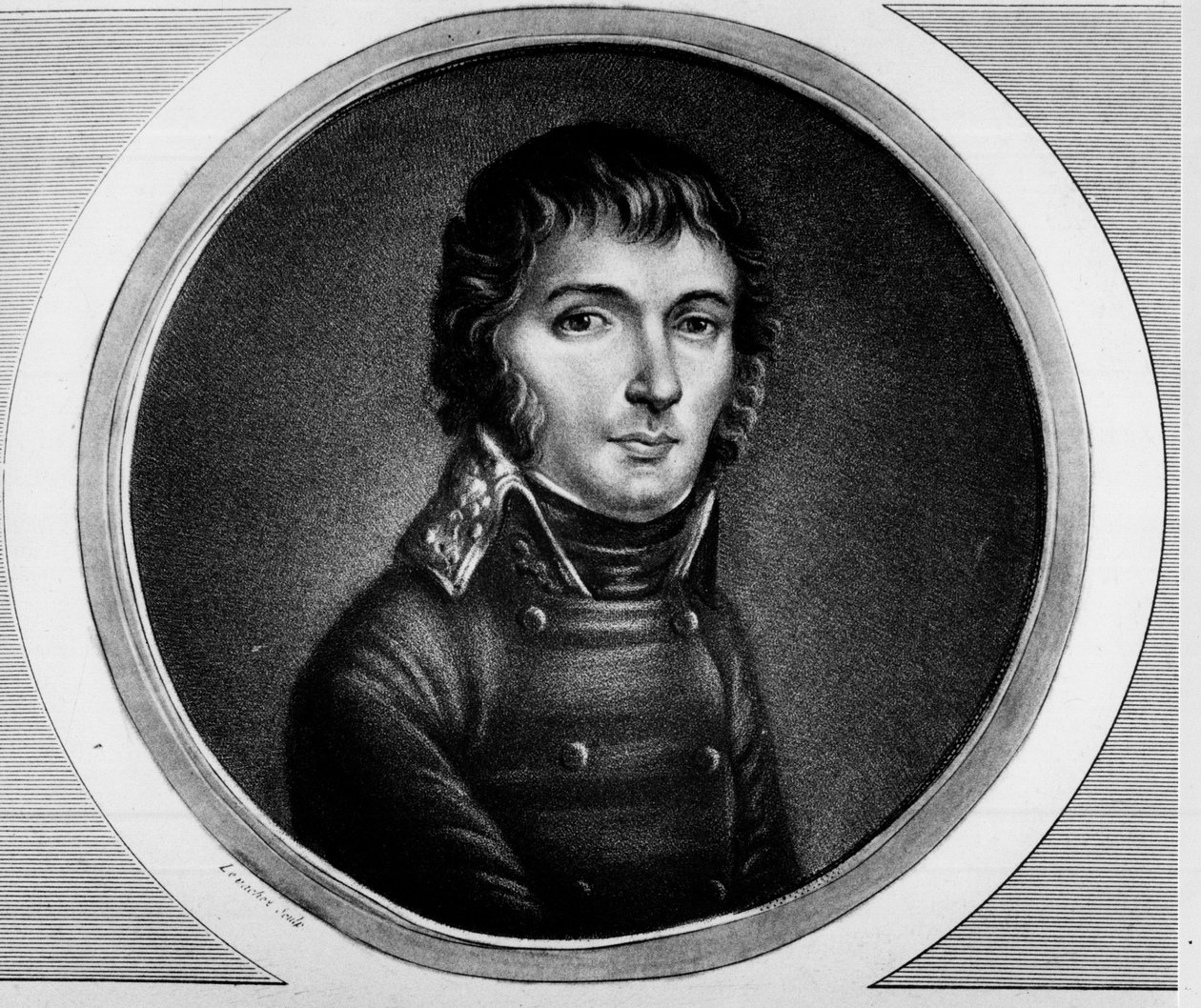 Retrato de Barthélemy Joubert (1769 - 1799), General del Ejército de Italia. Grabado en “Colección completa de pinturas históricas de la Revolución Francesa, en tres volúmenes.” 1804. de Unknown artist