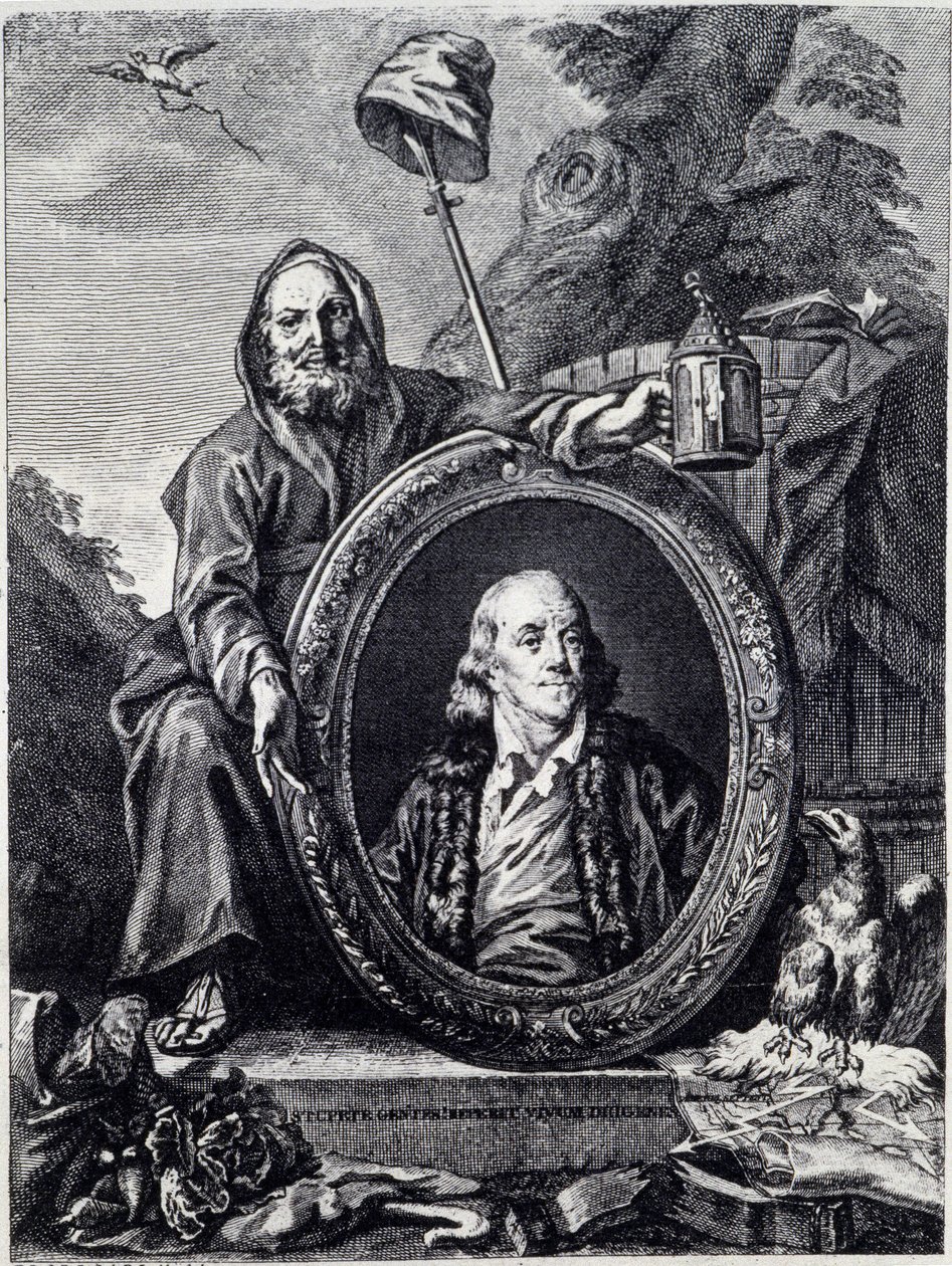 Retrato de Benjamin Franklin (1706 - 1790), político, memorialista, panfletario y físico estadounidense de Unknown artist