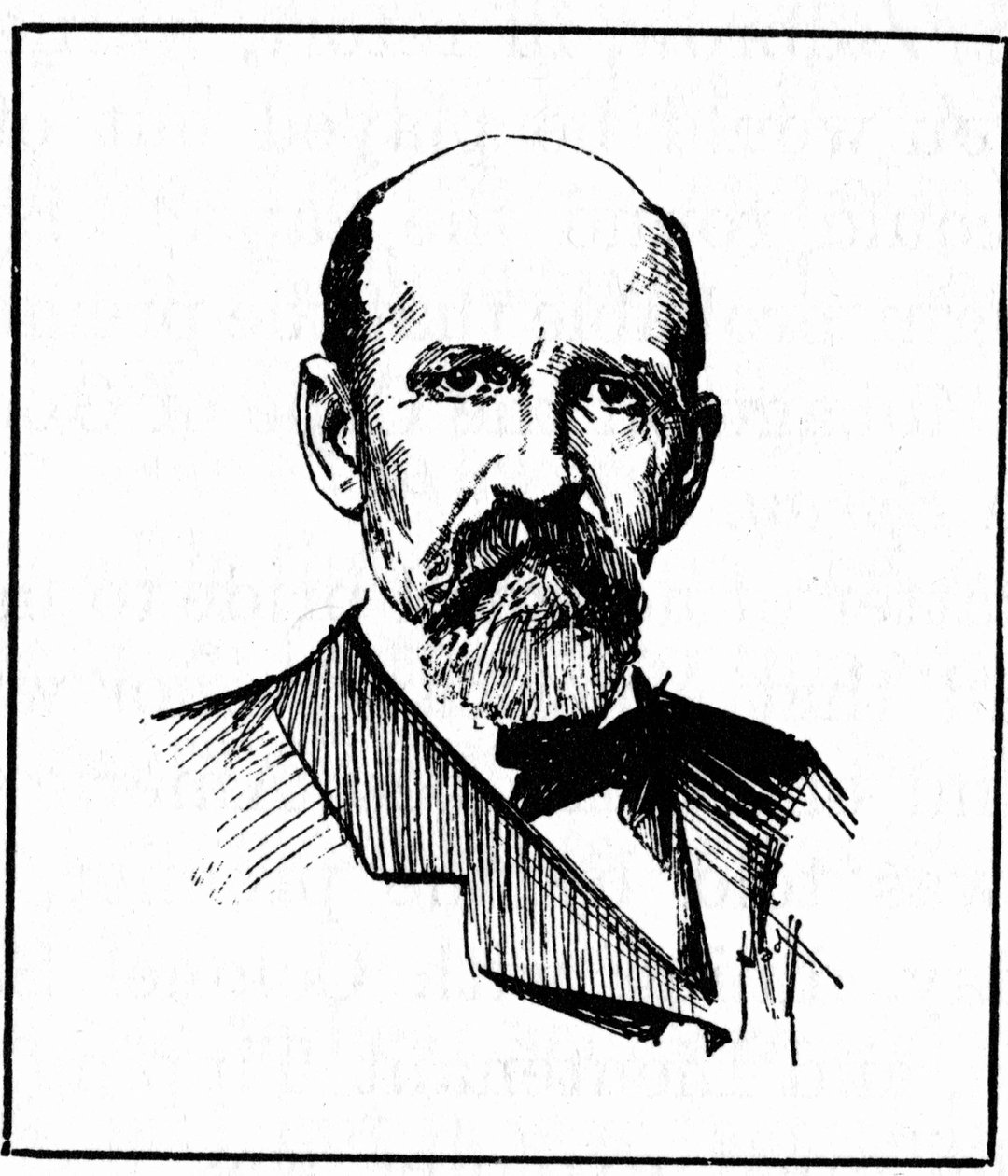 Retrato del Capitán Joshua Slocum (1844-1909) quien emprendió la primera vuelta al mundo en velero en 1895. Grabado del siglo XIX de Unknown artist
