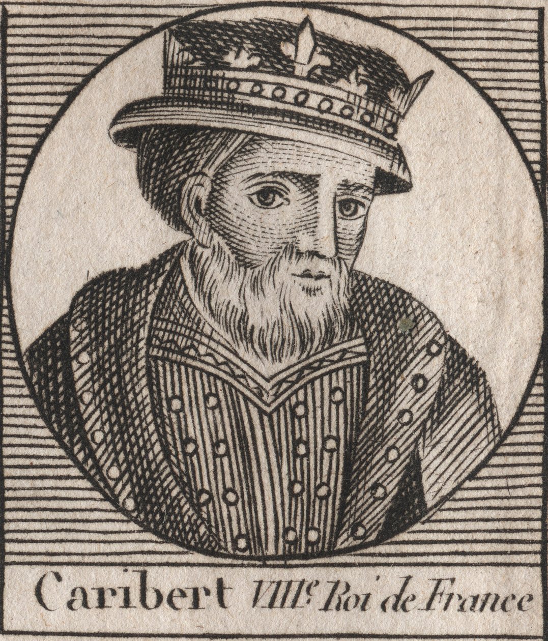 Retrato de Cariberto, Rey de los Francos (561-567) - Cariberto (d.567) Rey de los Francos - grabado de "Instrucción sobre la Historia de Francia" por Charles Constant Le Tellier 1821 de Unknown artist