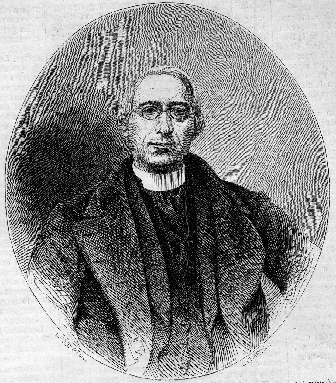 Retrato de Carlo Passaglia (1812-1887), eclesiástico italiano, partidario de la unidad de Italia. Grabado en "Le Monde Illustré" n°240 del 16 de noviembre de 1861. de Unknown artist