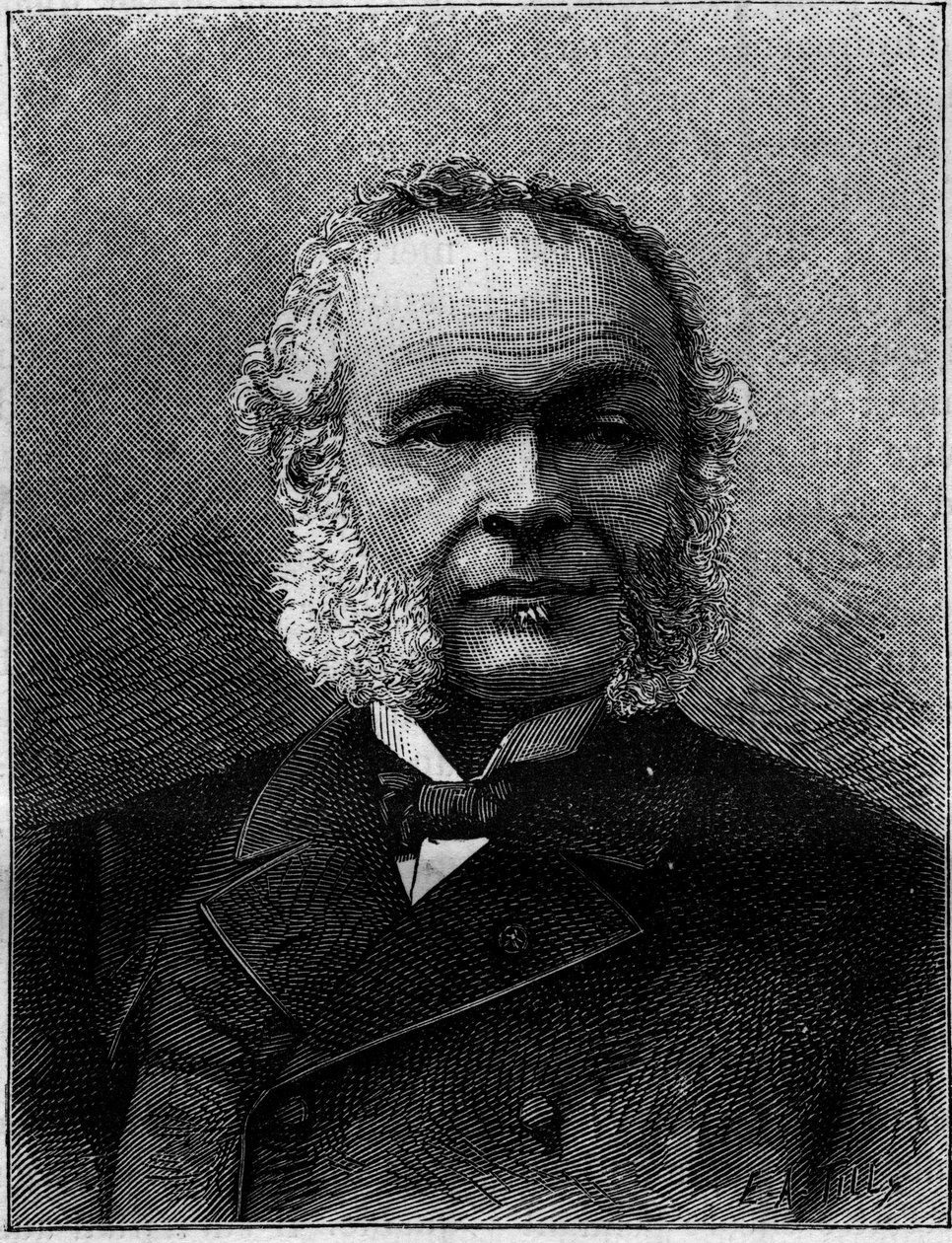 Retrato de Charles Adolphe Wurtz, químico y profesor francés. Grabado en 