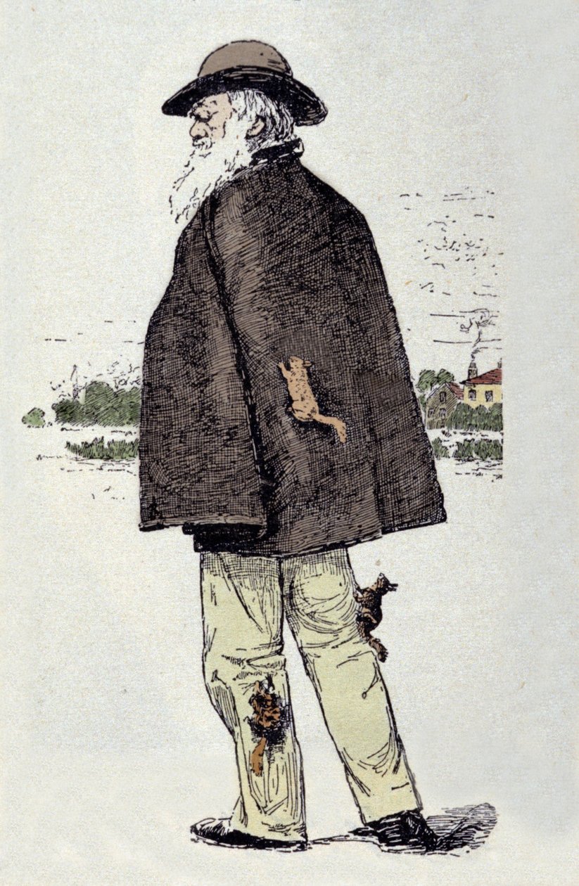 Retrato de Charles Darwin (1809-1882) jugando con ardillas. de Unknown artist