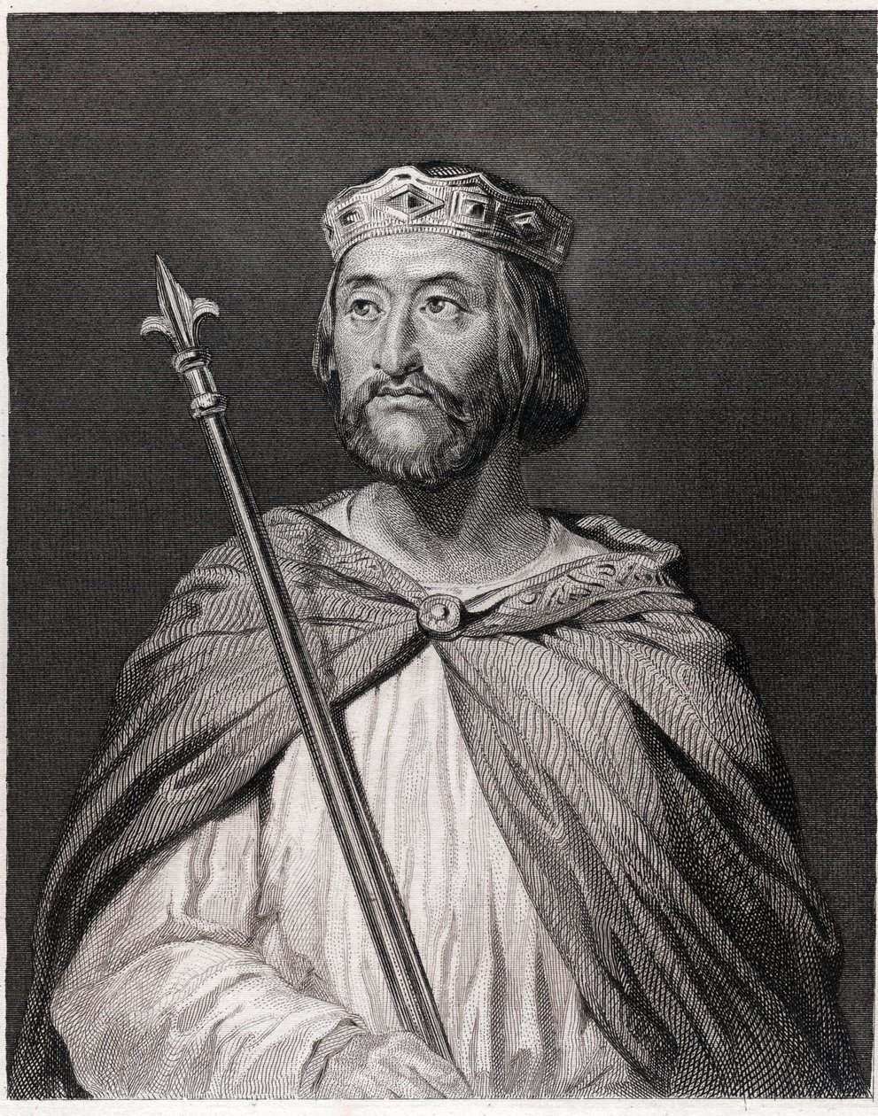 Retrato de Carlos III llamado el Simple (879 - 929), Rey de Francia (898 - 929) - en “Histoire des Français” por Lavallée, grabado, sd. de Unknown artist