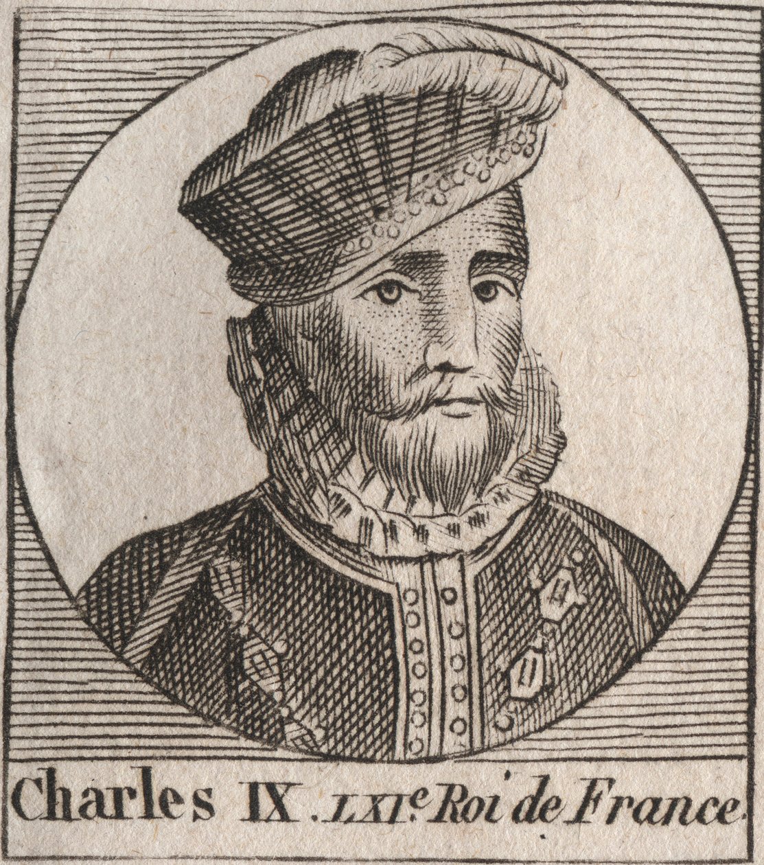 Retrato de Carlos IX (1550-1574), Rey de Francia - grabado de “Instruction sur l