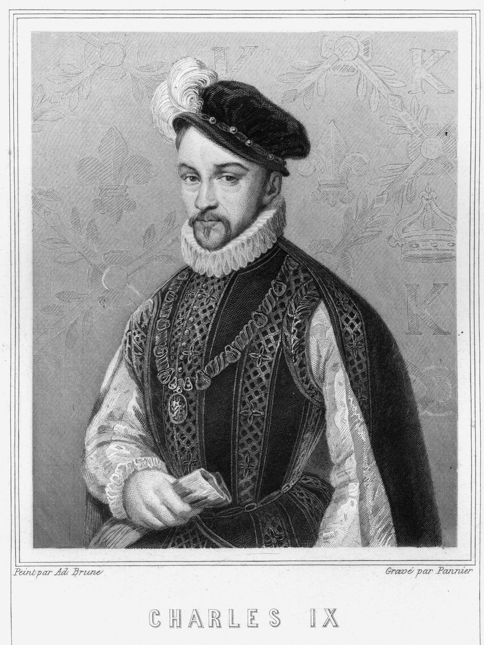 Retrato de Carlos IX (1550 - 1574), Rey de Francia - en “Histoire des Français” de Lavallée, grabado de Unknown artist