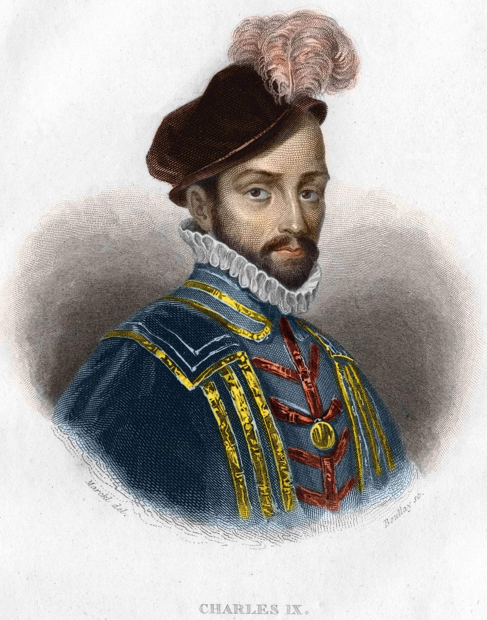 Retrato de Carlos IX (1550 - 1574), Rey de Francia. Grabado siglo XIX de Unknown artist
