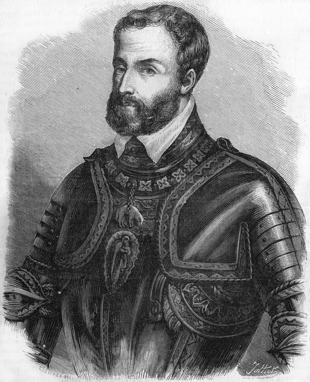 Retrato de Carlos V (1500-1558), emperador del Sacro Imperio Romano Germánico de 1519 a 1556. Grabado del siglo XIX. de Unknown artist