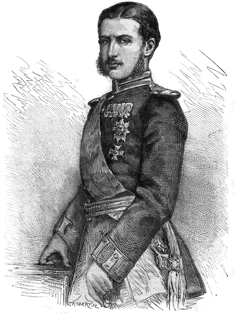 Retrato de Charles de Hohenzollern (1839-1914), príncipe regente de Rumania, luego rey Carlos I (Carol I) - Grabado en “The Illustrous Journal” de Unknown artist
