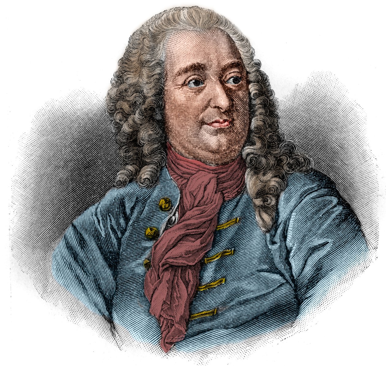 Retrato de Christian von Wolff o Christian von Wolf, jurista, matemático y filósofo alemán (1679-1754). Grabado. de Unknown artist