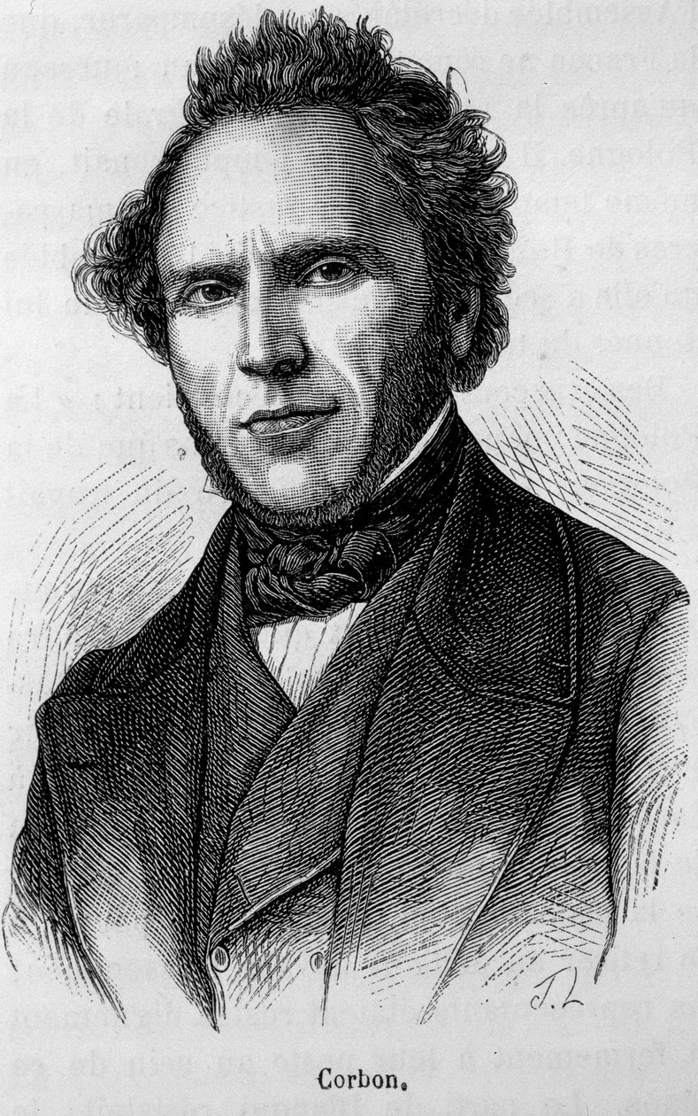 Retrato de Claude Anthime Corbon (1808 - 1891). Grabado de finales del siglo XIX en "Histoire de France" de H. Martin de Unknown artist