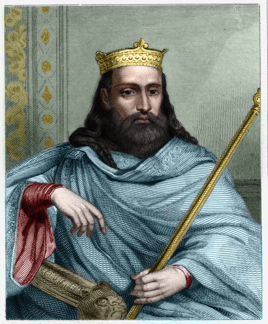 Retrato de Clotario I (497 - 561), Rey de Neustria y Rey de los Francos - en “Histoire des Francais” de Lavallee, grabado. de Unknown artist
