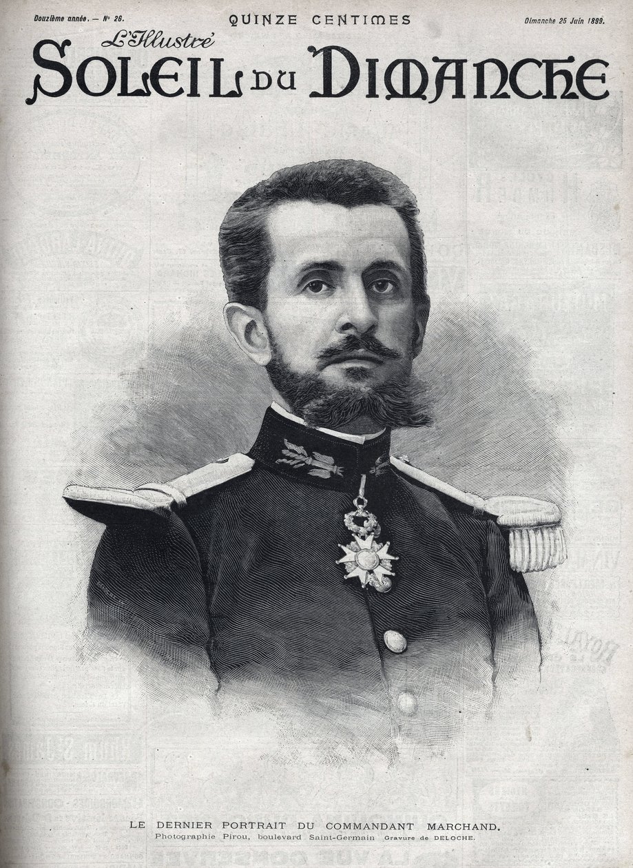Retrato del comandante Jean Baptiste Marchand (1863-1934). Grabado en "Le sun-du-dimanche", 25 de junio de Unknown artist