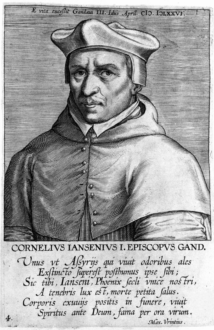 Retrato de Cornelius Jansen, llamado Jansenius (1585-1638), fundador del jansenismo. Grabado del siglo XVII. de Unknown artist