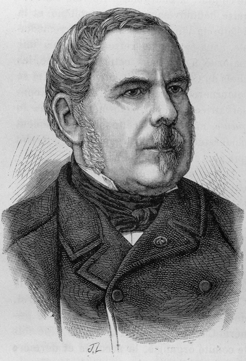 Retrato del Conde Napoleón Daru (? - 1889). Grabado de finales del siglo XIX en 