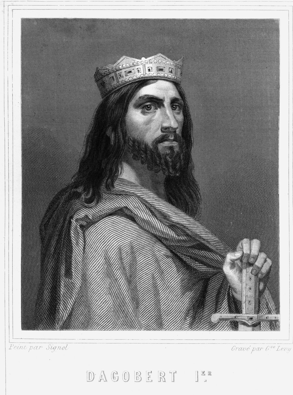 Retrato de Dagoberto I (? -?) , Rey de los Francos - en “Histoire des Français” por Lavallée, grabado, sd. de Unknown artist