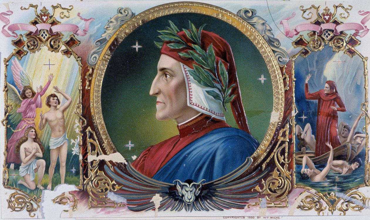 Retrato de Dante - Etiqueta de caja de cigarros, finales del siglo XIX de Unknown artist