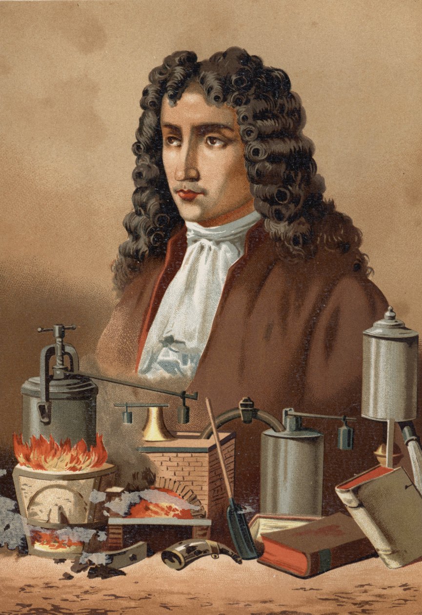 Retrato de Denis Papin (1647 - 1714) de "La Ciencia y sus Hombres" por Louis Figuier. Barcelona 1881 de Unknown artist