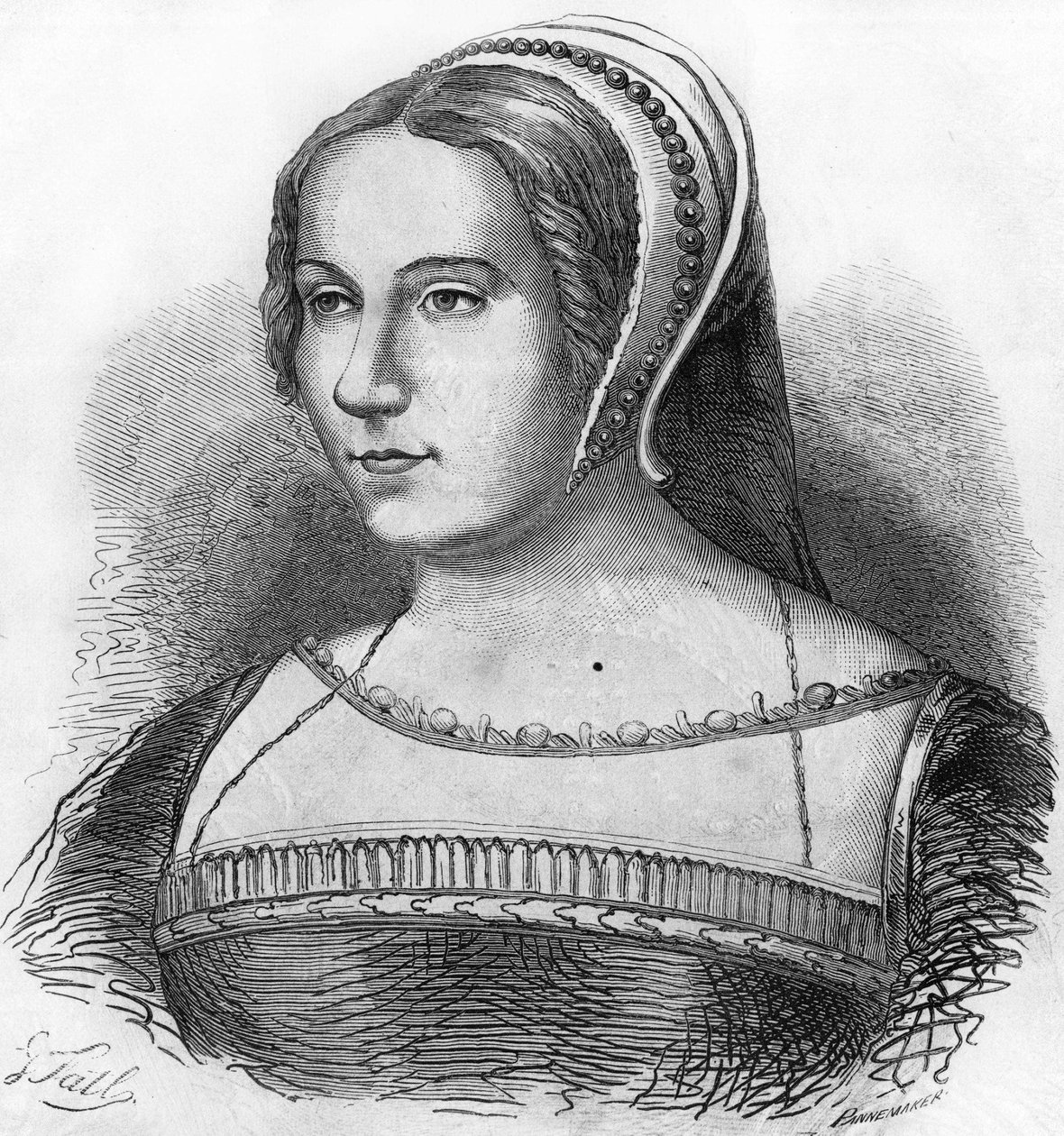 Retrato de Diana de Poitiers (1499-1566), favorita de Enrique II, grabado del siglo XIX. de Unknown artist