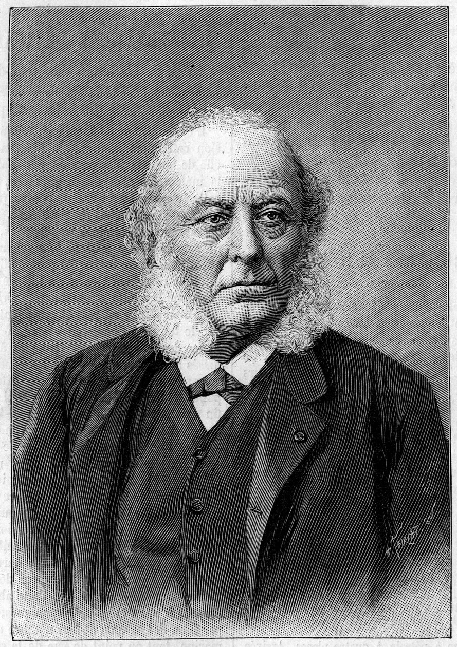 Retrato del Dr. Aristide Verneuil (1823-1895), cirujano francés, miembro de la Academia de Ciencias y la Academia de Medicina. Grabado en “La Nature: revue des sciences et de leurs applications aux arts et a l
