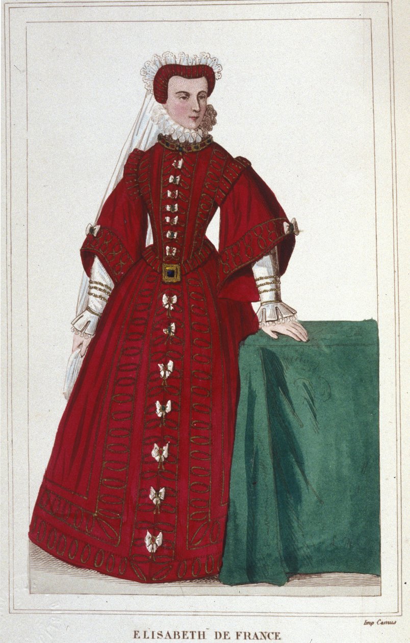 Retrato de Isabel de Francia 1545 - 1568 Hija de Enrique II y Catalina de Médici (Caterina de Medici) grabado de 1830 de Unknown artist