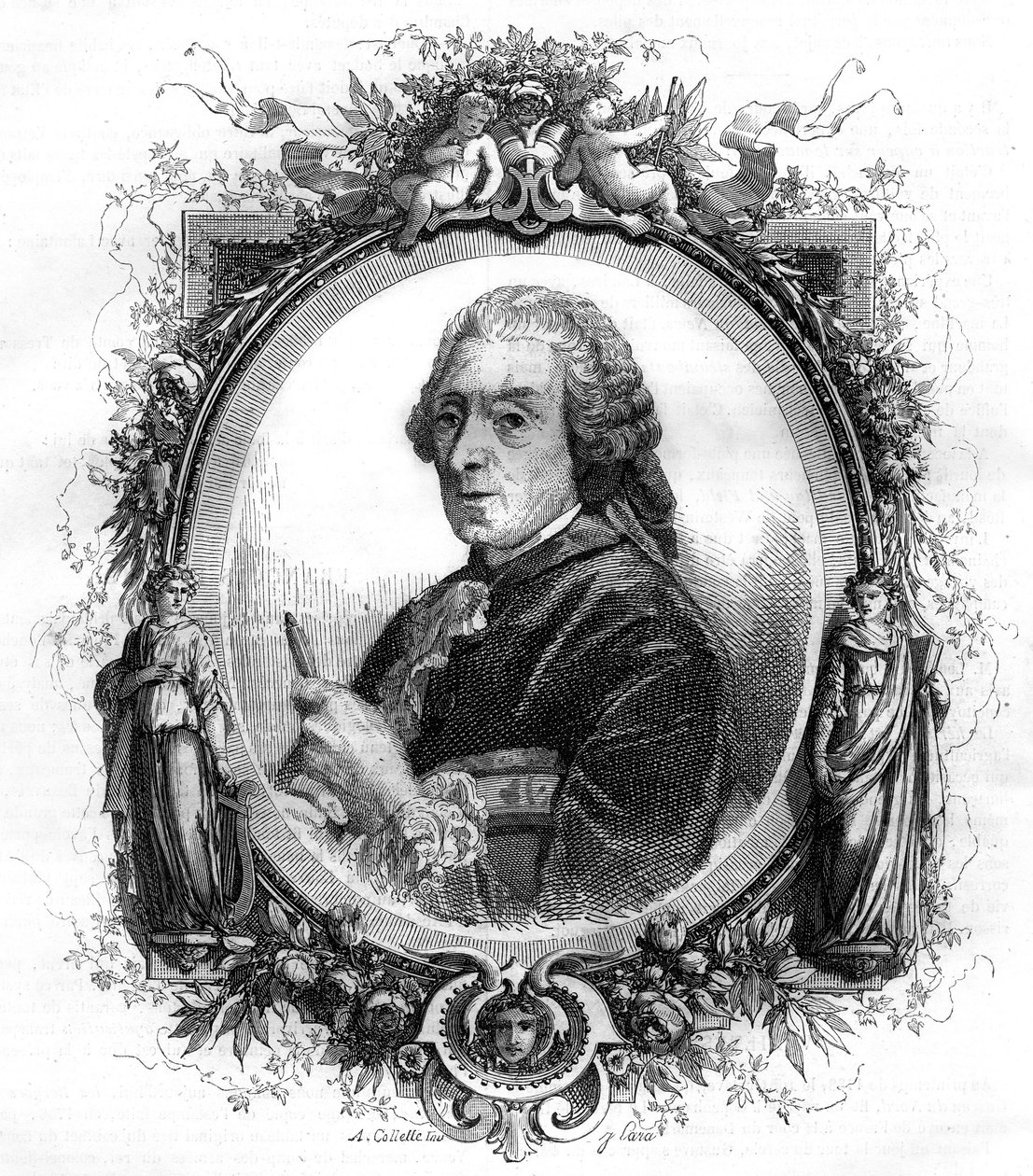 Retrato del pintor inglés François Boucher (1703-1770) grabado de 1858. de Unknown artist