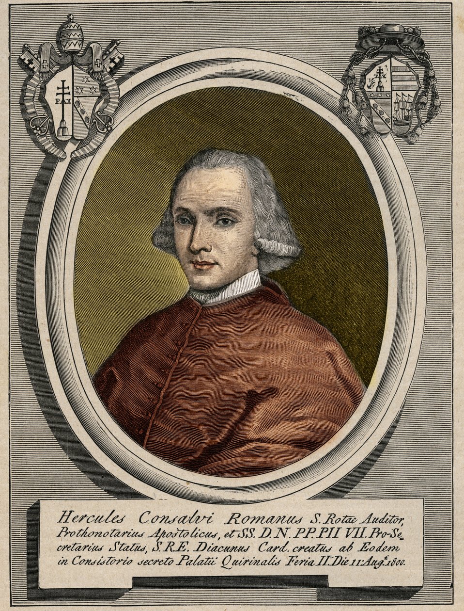 Retrato de Ercole Consalvi (1757-1824), Cardenal Secretario de Estado de Pío VII. Grabado del siglo XIX. de Unknown artist