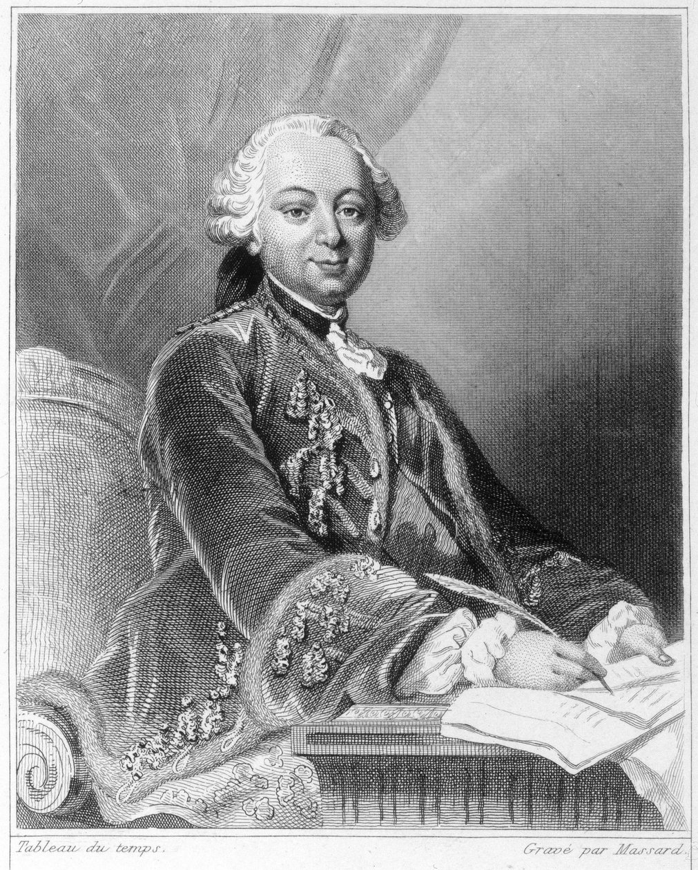 Retrato de Etienne François, Duque de Choiseul (1719 - 1785), político francés - en "Histoire des Français" de Lavallée, grabado, sd de Unknown artist