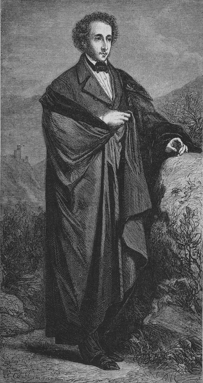 Retrato de Felix Mendelssohn - Bartholdy (1809 - 1847) compositor alemán por Hamman. de Unknown artist