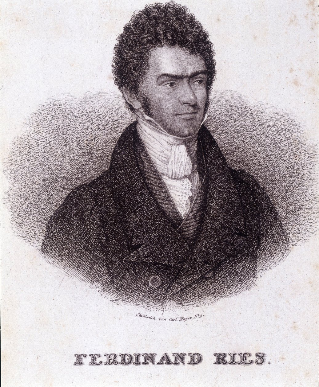 Retrato de Ferdinand Ries (1784 - 1838) compositor y pianista alemán (grabado del siglo XIX) de Unknown artist
