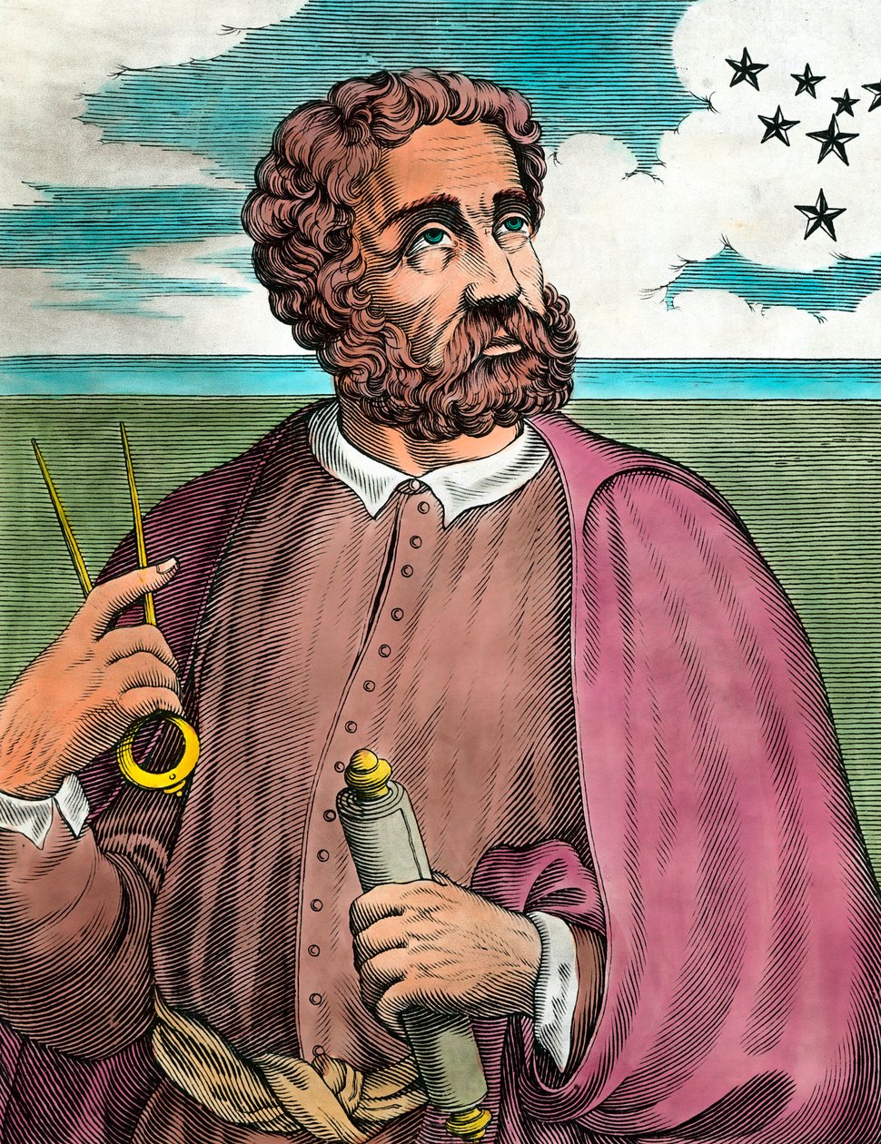 Retrato de Fernando de Magallanes (1480-1521), navegante portugués - Grabado del siglo XVI - Colección privada de Unknown artist