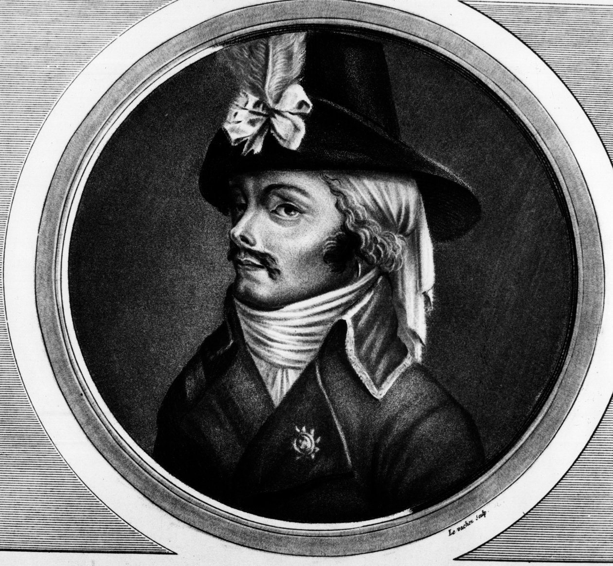 Retrato de François Athanase (François-Athanase) De Charette de la Contrie (1763-1796), soldado. Grabado en “Colección completa de pinturas históricas de la revolución francesa, en tres volúmenes.” 1804 de Unknown artist