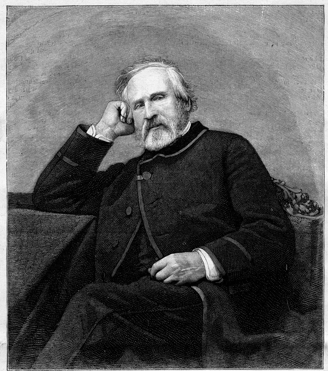 Retrato de François Auguste Biard (1798-1882), pintor francés. Grabado en "Le Monde Illustré" n°1318 del 1 de julio de 1882. de Unknown artist