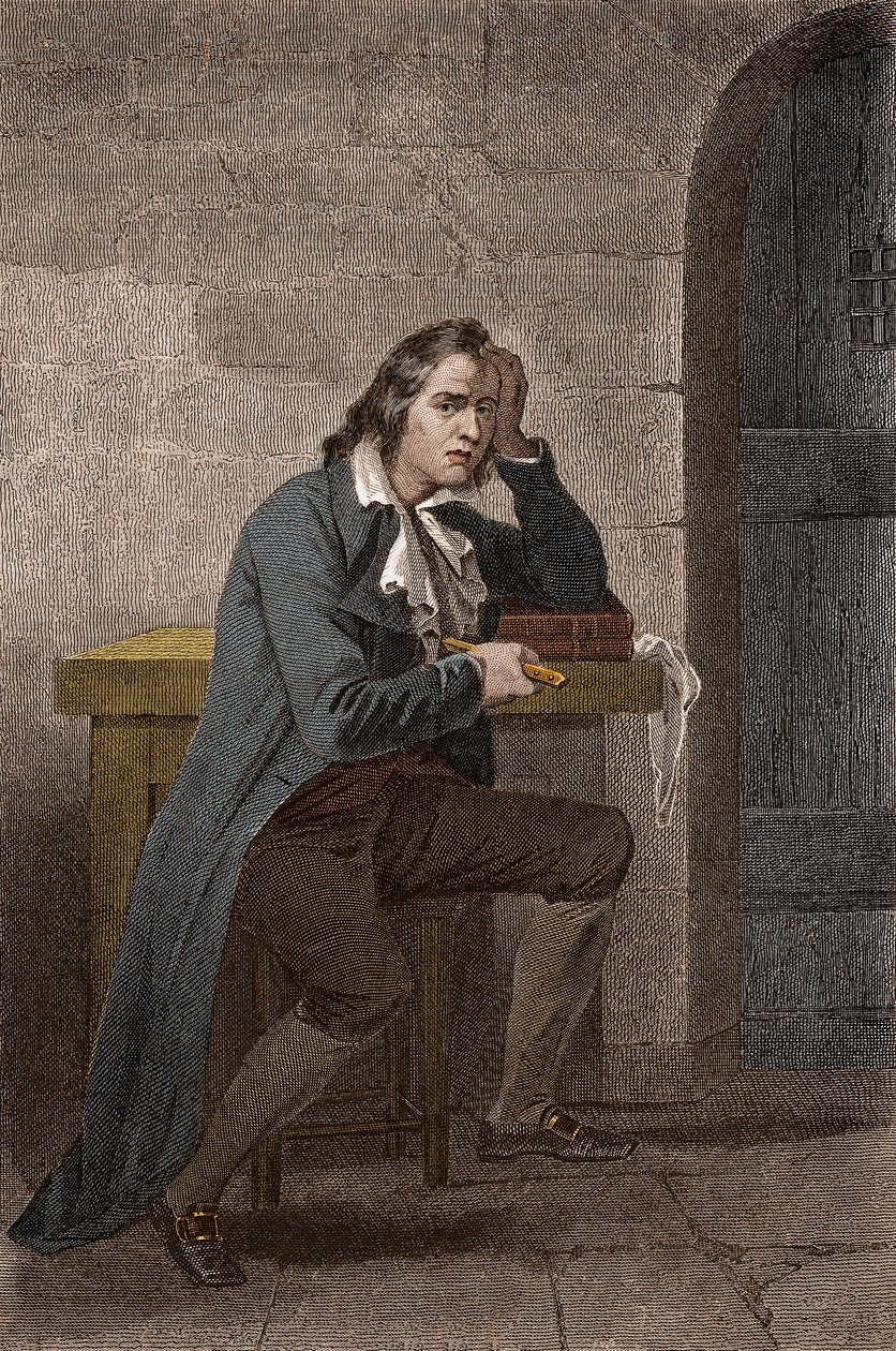 Retrato de François Babeuf dit Gracchus (1760-1797), revolucionario francés, apuñalándose de Unknown artist