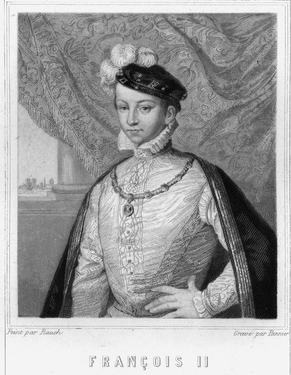 Retrato de Francisco II (1544 - 1560), Rey de Francia - en "Histoire des Français" de Lavallée, grabado, sd. de Unknown artist