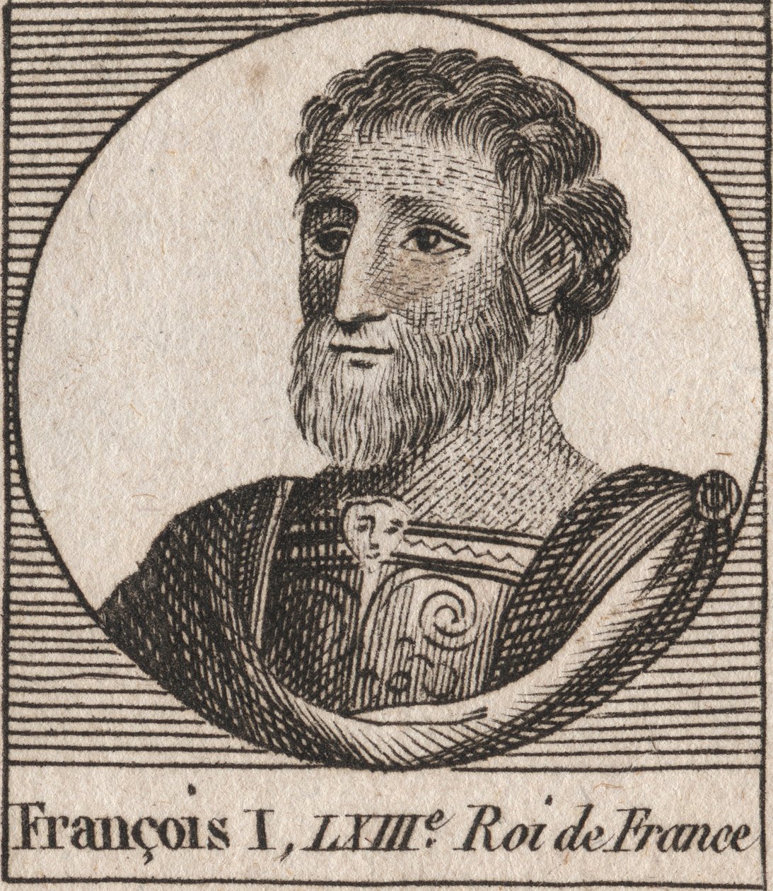 Retrato de Francisco I (1494 - 1547), Rey de Francia - grabado de “Instruction sur l