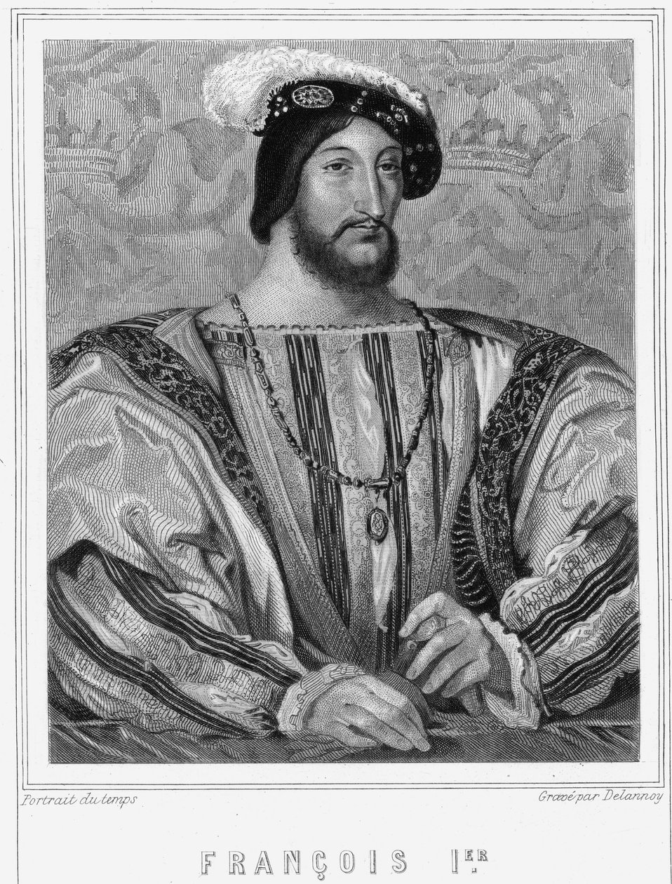 Retrato de Francisco I (1494 - 1547), Rey de Francia - en “Histoire des Français” de Lavallée, grabado, sd. de Unknown artist