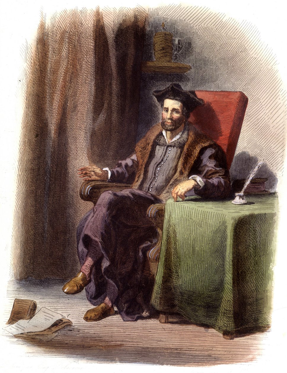 Retrato de François Rabelais sentado (1483-1553) - en "Le Plutarque français", Ed. Mennechet de Unknown artist