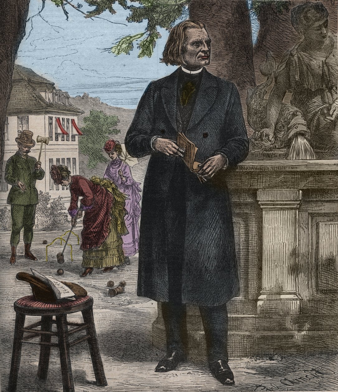 Retrato de Franz Liszt (1811-1886), compositor, pianista y director de orquesta húngaro - grabado en 